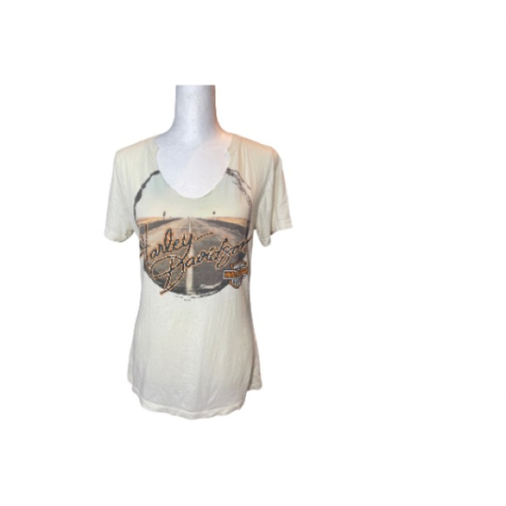 Harley-Davidson Cream Graphic Women's Top